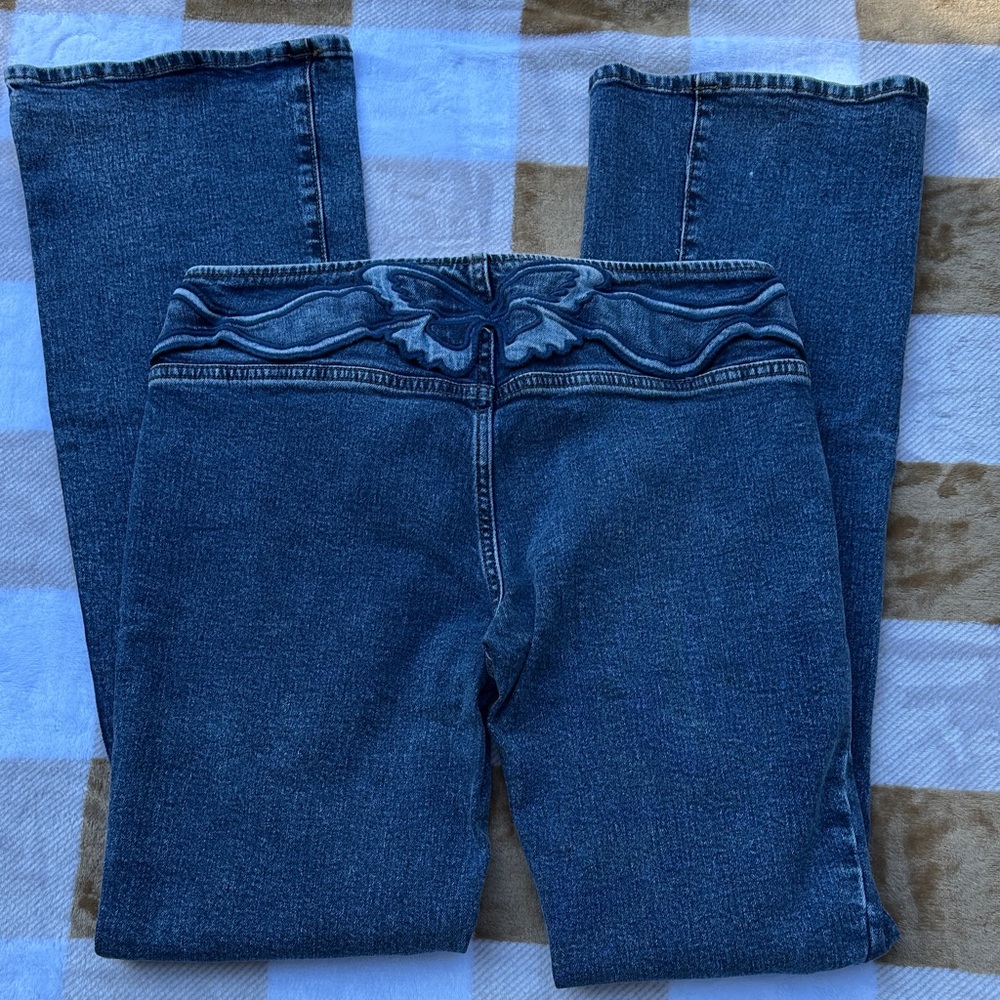 PAC SUN Low Rise Bootcut Jeans Butterfly Waistband Y2K